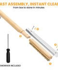21 Inch Pizza Brush With Brass Bristles And Stone Scraper Wood Handle With Hanging Ring For Outdoor Pizza Oven Cleaning parts