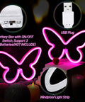 Two Pack Butterfly Neon Sign LED Light Wall Decor Pink Neon Butterfly Wall Art Powered by 3AA Batteries or USB