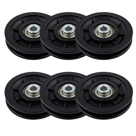 Six Pack Nylon Pulley Wheels With Bearings For Home Gym Cable Machines Quiet Replacement Rollers For Fitness Gear And Garage Doors Smooth Low Noise Cable Movement Durable Set Of 6 black nylon 70mm pulleys