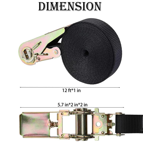 Endless Ratchet Straps No Hook Nylon Tie Downs for Motorcycles and Kayaks, 12ft length, black nylon with 68-degree ratchet.