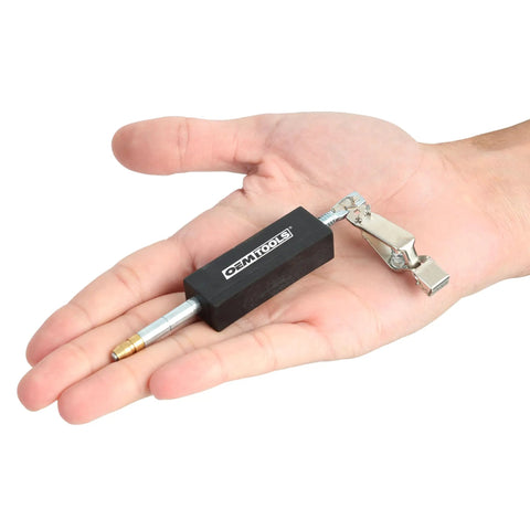 Hand holding an Adjustable Ignition Spark Tester for Small and Large Engines Spark Plug Tester and Spark Load Diagnostic Tool
