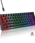 Compact 60 Percent Mechanical Gaming Keyboard Featuring Silky Linear Red Switches And Detachable Type C Cable with RGB lighting