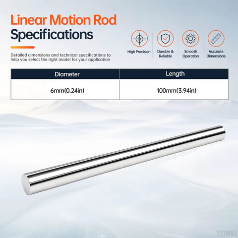 Smooth As Hell 2 Pcs 6mm By 100 Mm Linear Motion Rods For Stable Guide Shaft Rail Systems Made Of Top Grade C45 Steel, showing specifications.