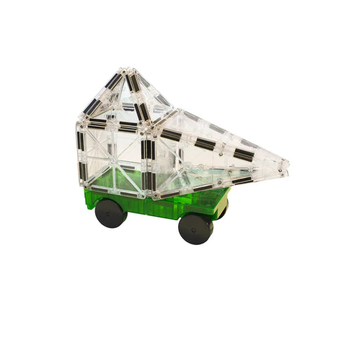Cars Magnetic Building Set Green And Yellow 2 Piece Chassis For Kids Build Cars Trucks And Trains Reusable Box Converts To Ramp For Extra Fun Encourages Creative Play And Spatial Skills