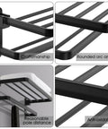 Matte Black 20 Inch Towel Rack With Shelf And Dual Towel Bars Dope Space Saving Bathroom Organizer With Foldable 90 Degree Design