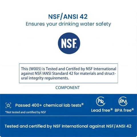 Everydrop Style Replacement Water Filter For EDR2RXD1 And W10413645A NSF certified standard 42 compliance badge on packaging