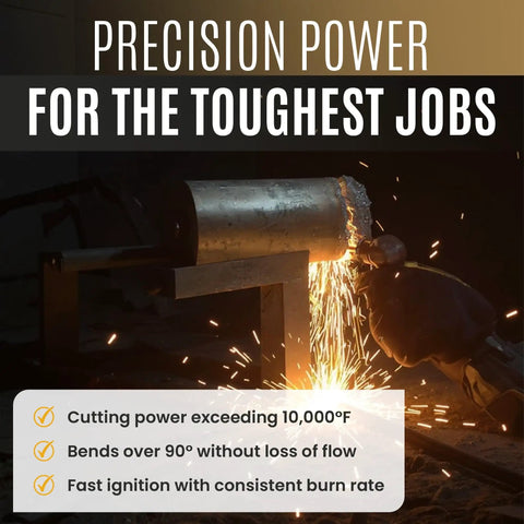Heavy Duty Prime Cut Exothermic Cutting Rods For Exothermic Torch Kits Industrial-Grade Metal Cutting in action on steel pipe