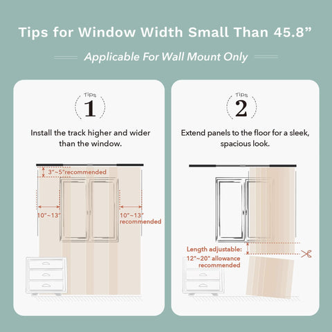 Installation tips for Cordless 4 Rail Sliding Panel Track Blinds For Doors And Windows for small width windows.