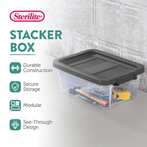 Box Stacker Modular Clear Storage Bin 16 Qt Organizer For Home And Garage Durable Plastic Stackable Bin With Secure Lid