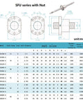 SFU2005 RM2005 Ball Screw Assembly 450mm 20mm Diameter With Ballnut And Housing End Supports BK BF15 And Coupler For CNC Machines High Precision 0.05 mm Tolerance Low Noise Smooth Rotation Beefy Steel Build, SFU series diagram