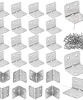 24 Pack Wood Corner Brackets 90 Degree L Shaped Stainless Steel With Screws For Furniture Shelves Cabinets And Fence Fixing