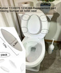 8 Piece Toilet Seat Bumper Replacement Kit For Kohler Lids Quiet Close Rubber Bumpers Grip Tight Fit shown on toilet