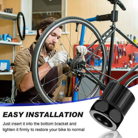 Mechanic using Six Piece Bike Freewheel Remover Set For Mountain Cassettes 12 Spline 22mm Lockring Tool in a repair shop