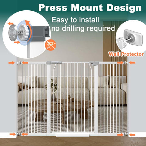 Extra Wide Baby Gate With Walk Through Door, Adjustable 25 To 80 Inch Openings, fireplace safety fence in living room