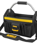 Open Top Tool Carrier With 23 Pockets And Sleeves 14 Inch Storage Heavy Duty Poly Fabric Base Pads Shown With Padded Strap
