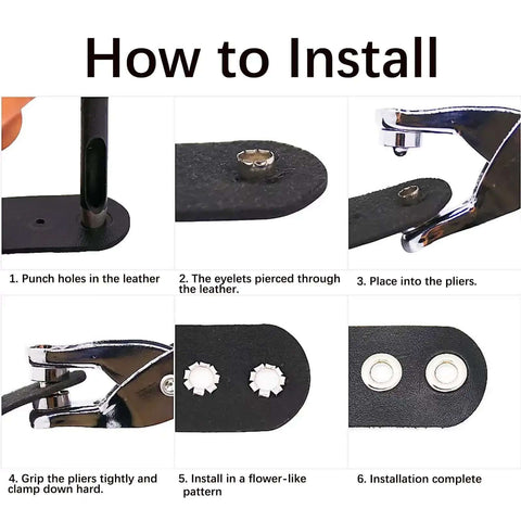Step-by-step guide using Half Inch Grommet Tool Kit With 150 Eyelets And Hole Punch Pliers For Fabric Leather And Canvas Gold And Silver Metal Eyelets Pro Installation Set For DIY Projects And Professionals.