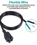 Heavy Duty NEMA 5-15 3 Prong Female Power Cord SJT Replacement Cable 18 Gauge 10A 110V 120V Pigtail 3.3Ft Twin Pack