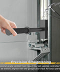 Heavy Duty Vertical Track Repair Tool for Garage Doors Pro Grade Straightening Device for 2 Inch Roller Track Systems in use