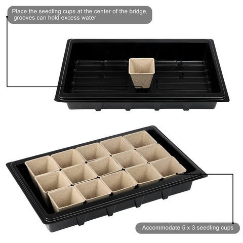 All In One Seed Starter Kit With Four Germination Trays And 120 Paper Seedling Cups For Indoor And Outdoor Gardens Includes Plant Labels And Mini Garden Tools Spade Rake And Trowel For Easy Seed Starting
