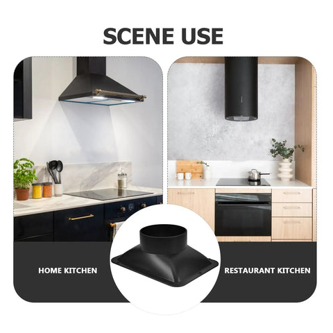 SOIMISS Plastic Easy Install Adapter With Square Bottom Vent For Dust Collection And HVAC Exhaust Systems in home and restaurant kitchens.