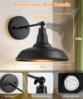 Black Vintage Battery Operated Wall Sconce Set Of 2 With Remote Control dimensions, features adjustable arm and light bulb details
