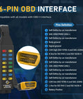 OBD2 Breakout Box for Automotive Diagnostics With OBDII Protocol Detection and CAN 16 Pin Connector diagram and features