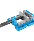 Pro Grade Cast Iron Drill Press Vise With 4 Inch Jaws And Precision Ground Base, locking mechanism for steel and wood tools.