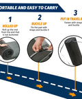 Portable Memory Foam Camping Mattress Pad For Adults CertiPUR-US rolled, buckled, and in travel bag