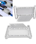 Boss Level Adjustable Featherboard Kit With Stackable Safety Guide and T Track Miter Slot Locking System For Table Saw And Router Tables, two white featherboards.