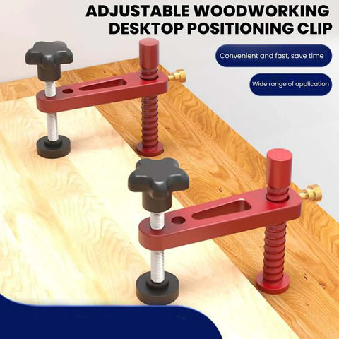 Clamp Set 20mm With Protective Pads For Woodworking On A Workbench Table Red Aluminum Alloy Construction With Height Adjustment And Strong Clamping Force For Precision Drilling And Cutting No Fuss Setup