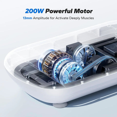 Vibration Plate Exercise Machine With Bluetooth, 440 Lbs Capacity, showcasing internal motor design, 13mm amplitude for muscle activation