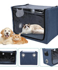 Must Have Pet Nebulizer Box for Dogs and Cats, large transparent folding atomization box with dual access holes visible