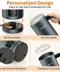 4 In 1 Milk Frother And Warmer With Stainless Steel Build And Touch Screen features 360 swivel base, non-slip handle.