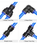 Blue PU Air Hose Tube For Compressors 4mm ID By 6mm OD 10 Meter Length fittings including Y, L, T shapes and straight unions