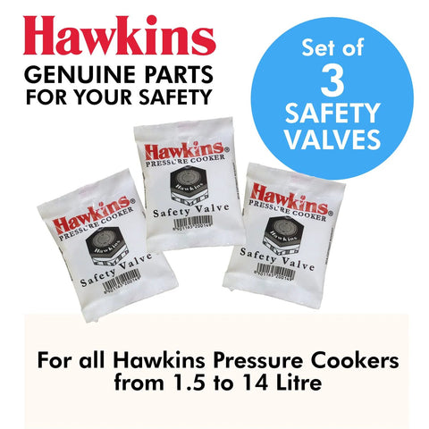 Hawkins B1010 3-piece pressure cooker safety valve set with 3 valves
