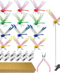 Dope Dragonfly Clip 12 Pack For Garden Decor And Outdoor Stakes DIY Fake Dragonfly Clips For Hair Accessories, Pets, Patio Enhancement, And Plant Stems Multicolor 3D Dragonfly Charms