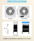 Specifications of 8 Inch Room To Room Through Wall Fan With Remote 320 CFM Air Transfer Quiet DC Motor 10 Speed Exhaust Fan
