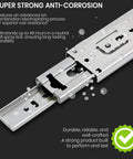 Heavy Duty 22 Inch Drawer Slides Pack Of 4 Full Extension Rails With 46mm Side Mount Ball Bearings, Zinc Plated Steel