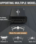 Mavic Pro Drone Battery Charger Hub Four Independent Rails with two USB ports supporting multiple models.