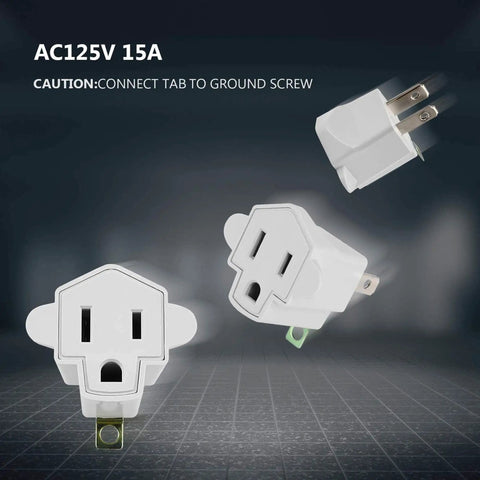 2 Pack ETL Listed 3-Prong To 2-Prong Adapter, Polarized Grounding Converter, fireproof PBT, showcasing durable plug design