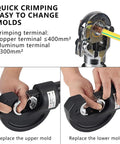 Mini Hydraulic Crimping Pliers With Digital Display Rechargeable Electric Cable Lug Crimper Cordless Hand Tool for easy mold replacement.
