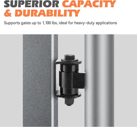 Heavy Duty Weld On Gate Hinges Four Pack Built Tough For Gates Up To 1100 Lbs With Maintenance Free Sealed Bearings, Rust Resistant Steel, Post Installation Safe For Powder Coating, High Strength Hardware For Long Lasting Use.