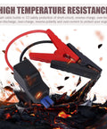 Heavy Duty EC5 Jump Starter Replacement Cable For Dead Car Batteries No Sweat Insulated Alligator Clamps on rugged background.