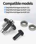 Bevel Gear Upgrade Kit For MJX Hyper Go 1 By 12 RC Car H12Y H12Y Plus And H12P with 33T and 13T metal axles, bearings, and gears displayed