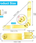 Gold Lid Support Hinge Set With 20 Screws, Foldable Lid Stay Safety Hinges, shown with dimensions and rotatable mechanism.