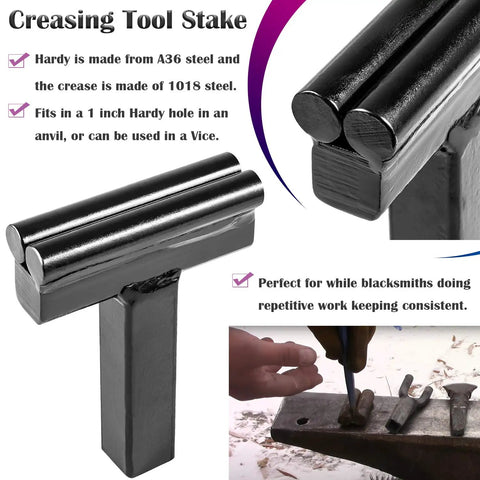 Pro Grade Five Piece Blacksmith Anvil Hardy Tool Set With Hot Cut Tool Creasing Stake Bottom Fuller Turning Bending Fork Forge
