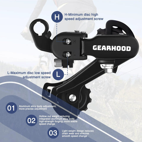 Direct Mount Rear Derailleur For 6/7 Speed Bikes, Smooth Shifting For Mountain, Road, And Folding Bikes with adjustment screws