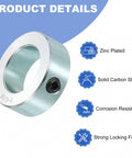 Set Screw Shaft Collars 1-1/16 Inch Bore, 1-3/4 Inch Outside Diameter, 5/8 Inch Width, Zinc Plated Carbon Steel Locking Clamp for Linear Rod Guides, Heavy-Duty Rock-Solid Positioning Spacers That Lock Down; zinc-plated set screw collar