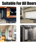 Photo collage showing front, garage, sliding, and bathroom doors highlighting universal compatibility of Shower Door Handle H Shape Sliding Door Handle With Cloud Pattern Gold 180cm Universal Door Pull For Wood Glass And Metal Doors Built To Last Non Locking Easy To Install For Interior And Exterior Use.
