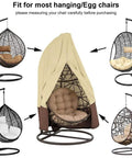 Durable Patio Egg Chair Cover With Zipper Fits Most Hanging Egg Swing Chairs 75 Inch High By 45 Inch Deep Waterproof Beige